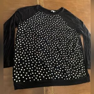Black Polka Dot Long Sleeve Top